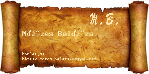 Mézes Balázs névjegykártya